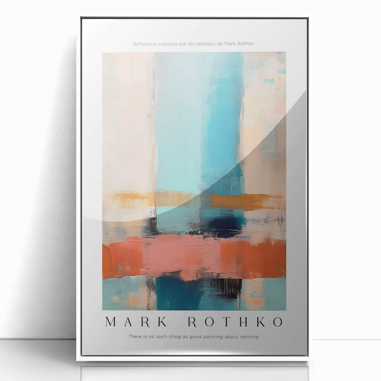 Modern art wall decor featuring a Mark Rothko-inspired abstract design in vibrant red and orange tones on a framed acrylic…