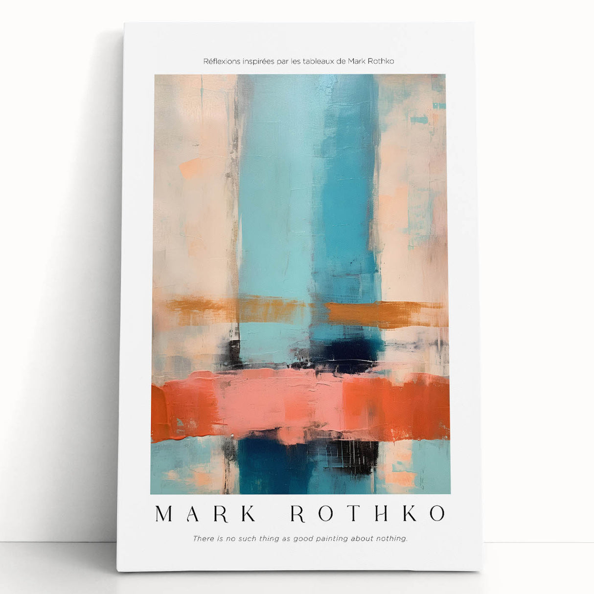 Large black and white abstract Rothko-inspired canvas, ideal for kitchen or bedroom wall art.