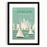 Auckland Retro Travel Poster | Vintage Cityscape Sailing Print