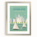 Auckland Retro Travel Poster | Vintage Cityscape Sailing Print