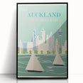Auckland Retro Travel Poster | Vintage Cityscape Sailing Print