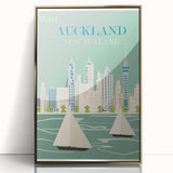 Auckland Retro Travel Poster | Vintage Cityscape Sailing Print