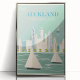 Auckland Retro Travel Poster | Vintage Cityscape Sailing Print