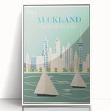 Auckland Retro Travel Poster | Vintage Cityscape Sailing Print