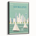 Auckland Retro Travel Poster | Vintage Cityscape Sailing Print