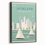 Auckland Retro Travel Poster | Vintage Cityscape Sailing Print