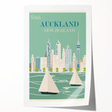 Auckland Retro Travel Poster | Vintage Cityscape Sailing Print
