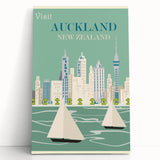Auckland Retro Travel Poster | Vintage Cityscape Sailing Print
