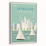 Auckland Retro Travel Poster | Vintage Cityscape Sailing Print