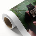 Bathroom Framed Art - Black Cat Reading Newspaper