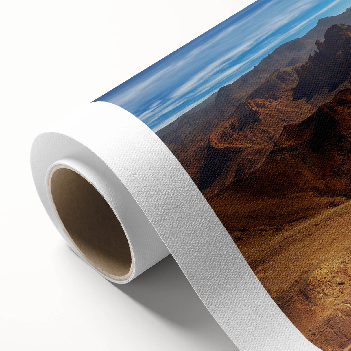 Art Deco poster of an Algerian scenery on rolled canvas, featuring muted earth tones, ideal for nursery wall art.
