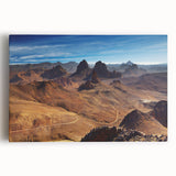 Large black and white stretched canvas of an Algerian landscape, ideal for kitchen wall art.