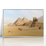 Framed acrylic print of an Egyptian landscape in muted earth tones, ideal for modern art wall decor.