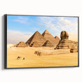 Black and white framed canvas of vintage Egyptian landscape, ideal for bedroom wall art.