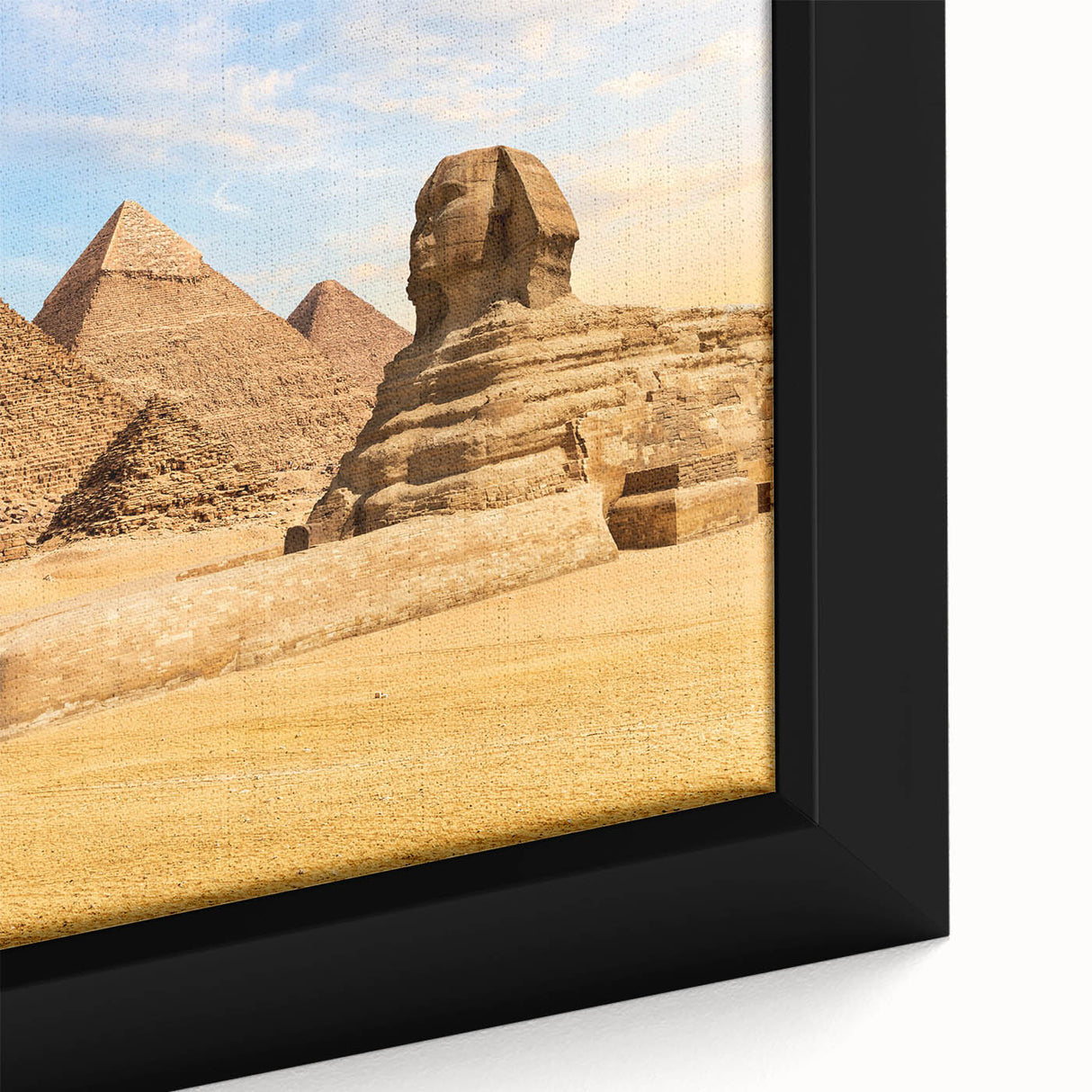 Extra large framed canvas featuring a textured depiction of an African scenery in vibrant colors.