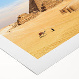 Art deco poster of an Egyptian scenery in muted earth tones on rolled canvas, suitable for dining room wall art.