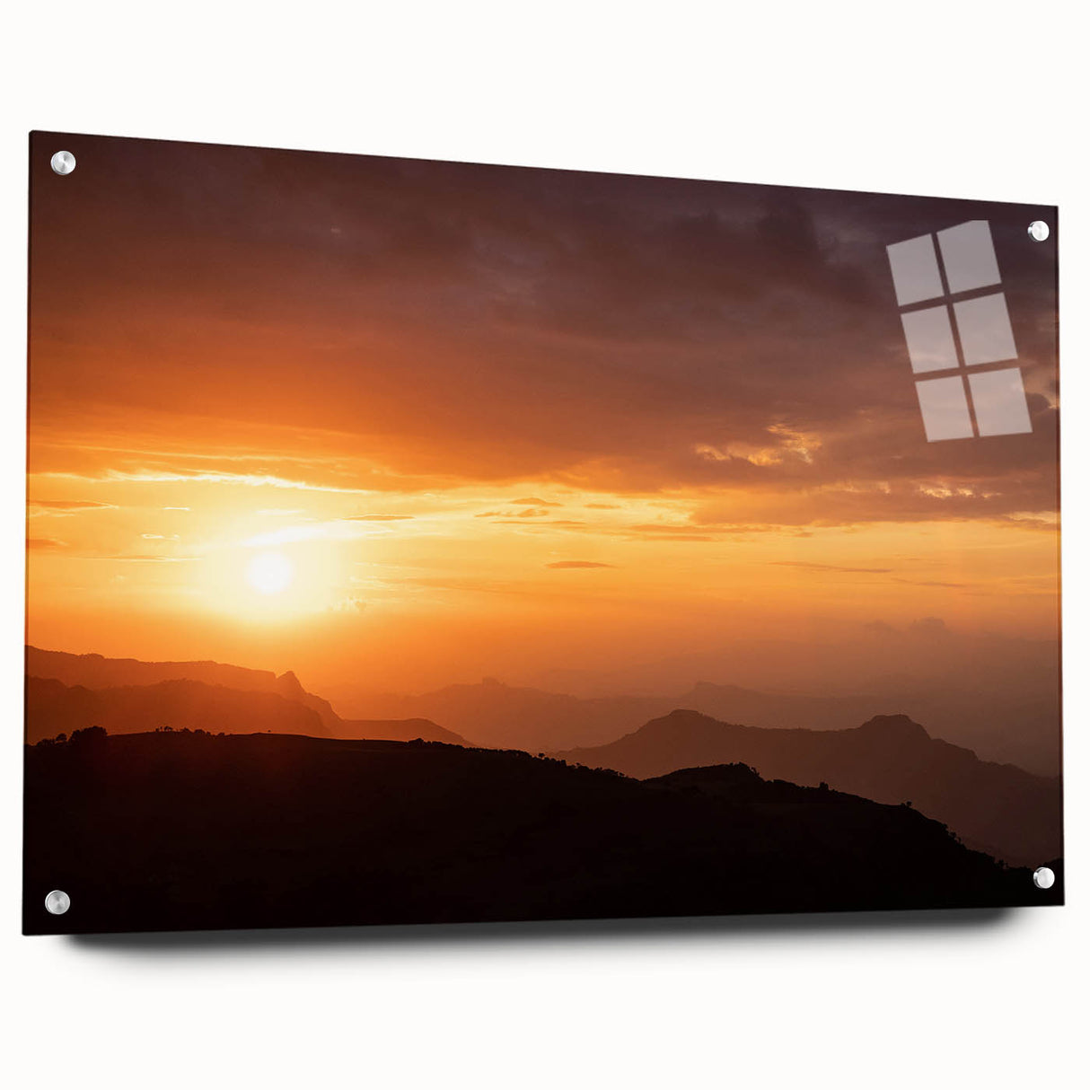 Acrylic print of a large abstract depiction of an Ethiopian landscape in earthy tones, ideal for dining room decor.