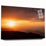 Large abstract depiction of an Ethiopian landscape in muted earth tones on acrylic glass.