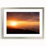 Abstract art print of an Ethiopian landscape in muted earth tones on a framed silver canvas, suitable for dining room decor.