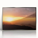 Acrylic print of an Ethiopian landscape in muted earth tones, framed in silver, suitable for modern art wall decor.