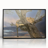 Large abstract wall art depicting a Kenyan landscape in muted earth tones on a framed acrylic.