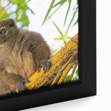 Extra large framed canvas featuring a textured, colorful artwork of the Madagascar scenery, ideal for living room decor.