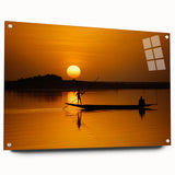 Large abstract wall art of Mali scenery on acrylic glass, with earthy tones, ideal for bedroom or dining room decor.