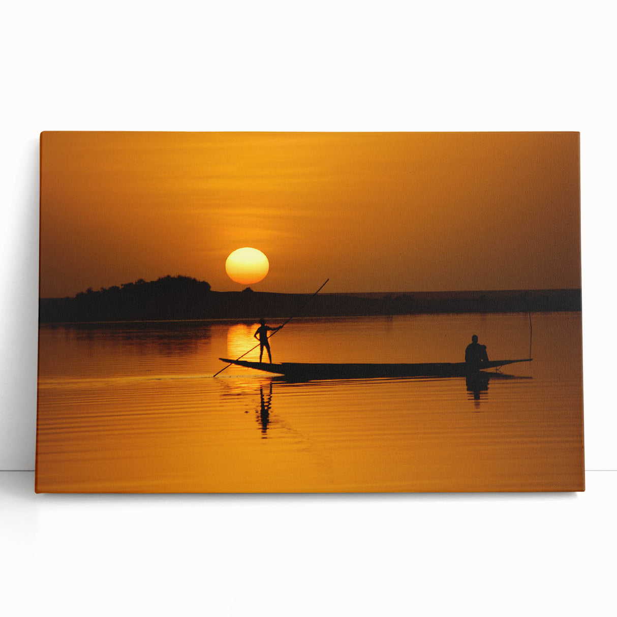 Large black and white stretched canvas of a Mali scenery, ideal for kitchen wall art or bedroom ambiance.