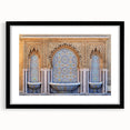 Extra large framed abstract art print featuring a colorful, textured Moroccan scenery, ideal for living room decor.