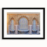 Extra large framed abstract art print featuring a colorful, textured Moroccan scenery, ideal for living room decor.