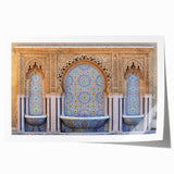 Extra large rolled print of a Moroccan landscape in muted earth tones, suitable as art wall dining room.