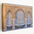 Moroccan landscape on stretched canvas with earthy tones, ideal for kitchen wall art.