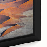 Extra large framed canvas of a textured, colorful African scenery in black, ideal for living room decor.