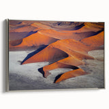 Vintage poster art of Namibia scenery on framed canvas, featuring a black and colorful palette.