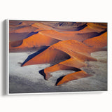 Framed canvas depicting a vintage-style Namibian landscape in monochrome shades, ideal for bedroom wall art.