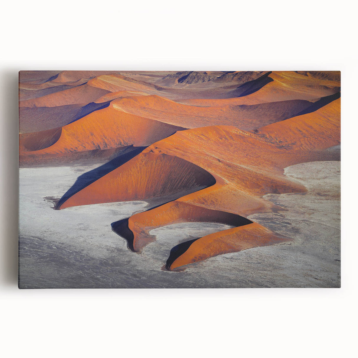 Black and white stretched canvas featuring an expansive Namibian landscape, ideal for kitchen wall art.