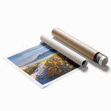 Extra large rolled print of a South African landscape with vibrant greens and floral elements.