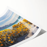 Extra large wall art featuring line art flowers in muted earth tones on rolled canvas, ideal for large living room decor.