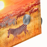 Large abstract wall art depicting Tanzania scenery in muted earth tones on acrylic glass, suitable for dining room ambiance.