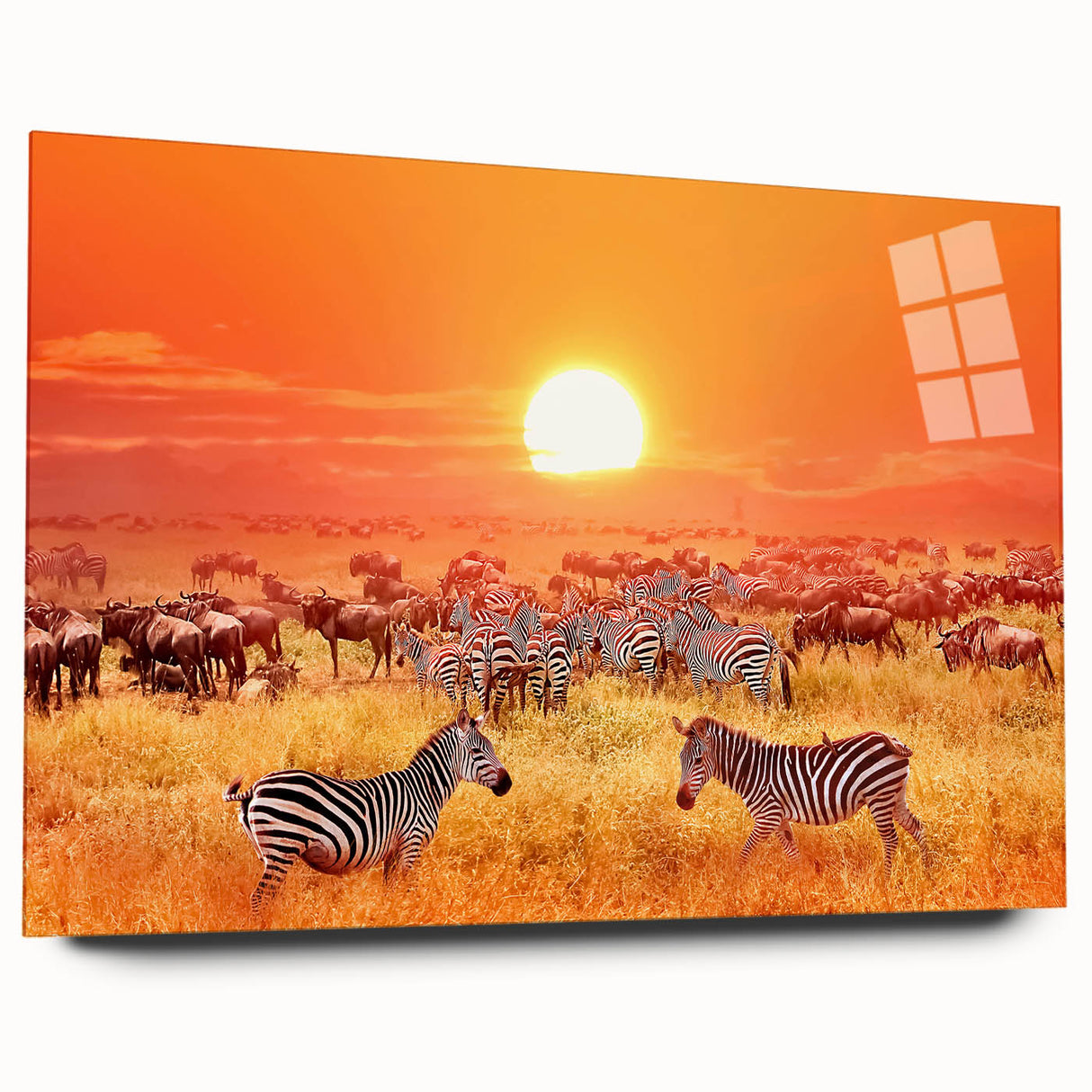Acrylic print of a Tanzanian landscape in muted earth tones, ideal for bedroom or dining room art.