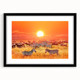 Abstract art print featuring a colorful, textured depiction of the Tanzania scenery on a large framed canvas.