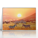 Acrylic print of a Tanzanian landscape in muted earth tones, ideal for modern art wall decor.