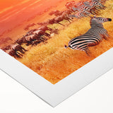 Art deco poster featuring a serene Tanzanian landscape on rolled canvas, suitable for dining room decor.