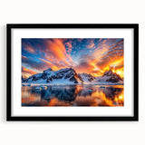 Extra large framed abstract art print of a textured, colorful Antarctic landscape, ideal for living room decor.