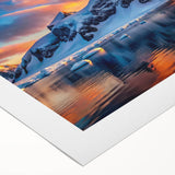 Art deco poster featuring a monochrome Antarctic landscape on rolled canvas, suitable for dining room decor.