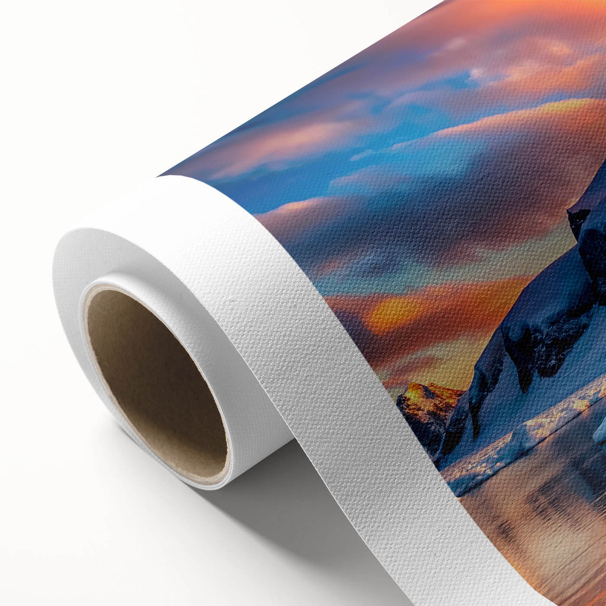 Art Deco poster of Antarctic scenery on rolled canvas, featuring cool blue and white tones, ideal for nursery wall art.