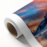 Art Deco poster of Antarctic scenery on rolled canvas, featuring cool blue and white tones, ideal for nursery wall art.