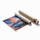Extra large rolled print depicting a serene Antarctic landscape in muted blue and white tones.