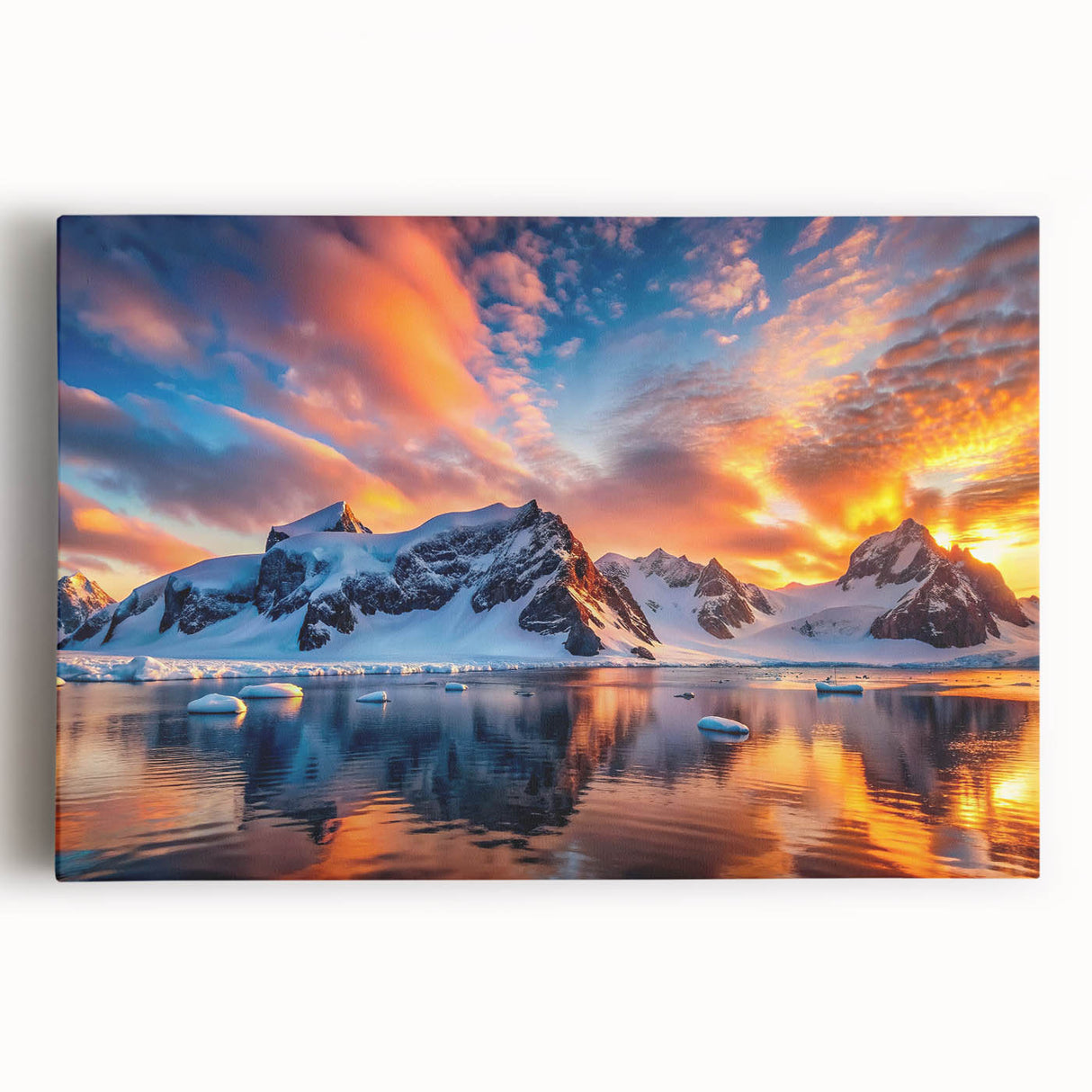 Black and white photograph of Antarctic landscape on large stretched canvas, suitable for kitchen wall art.
