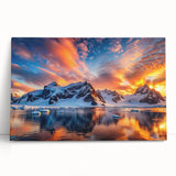 Black and white photograph of Antarctic scenery on stretched canvas, ideal for kitchen wall art or bedroom ambiance.
